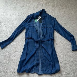 Fashion Nova Dark Wash Denim Shirt Dress
